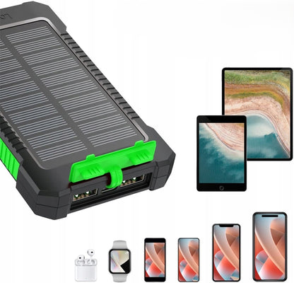 Saulės energijos Powerbank 8000 mAh IP65 Logilink su Žibintuvėliu, Įkrovimas 2xUSB-A 2A 10W