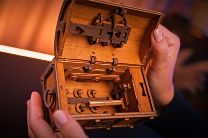 3D Dėlionė Medinis Galvosūkis Escape Room Lobių Skrynia Loginis Žaidimas