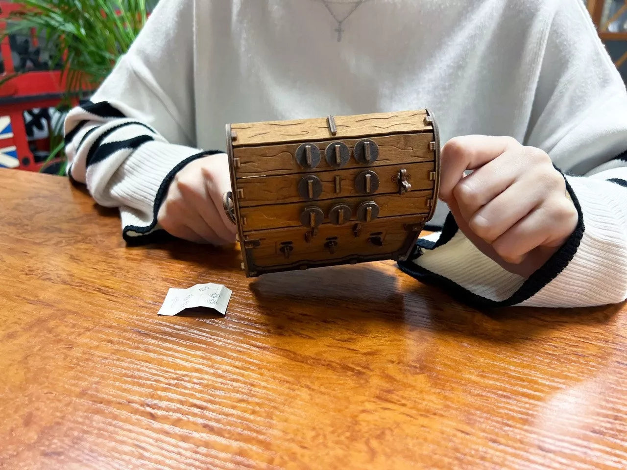 3D Dėlionė Medinis Galvosūkis Escape Room Lobių Skrynia Loginis Žaidimas
