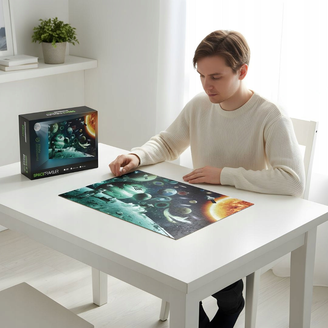 Fluorescencinė dėlionė "Kosmonautas", šviečianti tamsoje, 1000 elementų