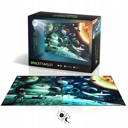 Fluorescencinė dėlionė "Kosmonautas", šviečianti tamsoje, 1000 elementų