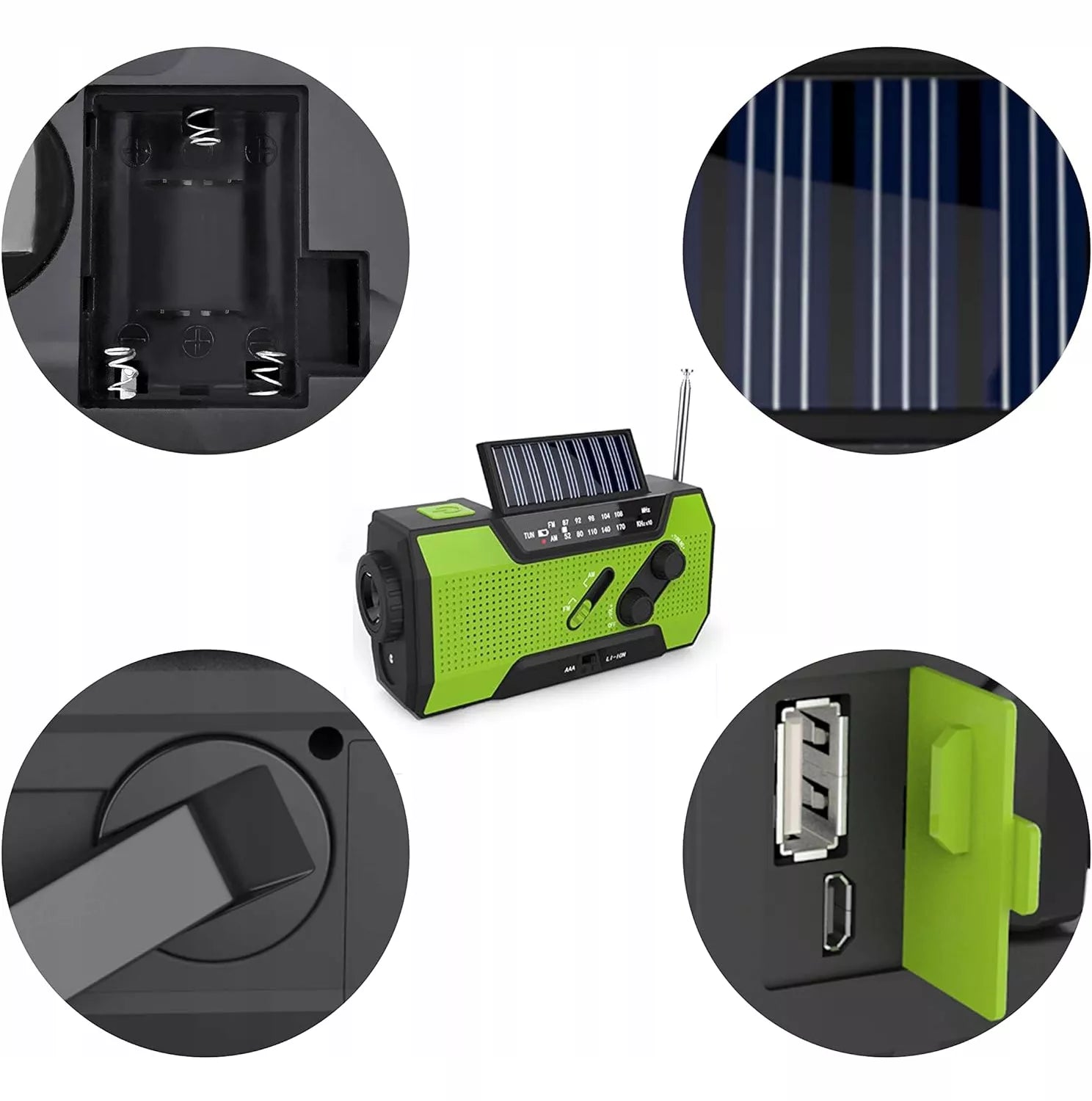 NEŠIOJAMAS RADISTUVAS SAULĖS ENERGIJA KORTELE SIGNALIZACIJA DINAMO AVARINIS ŽIBINTUVĖLIS POWERBANK 3 IN 1