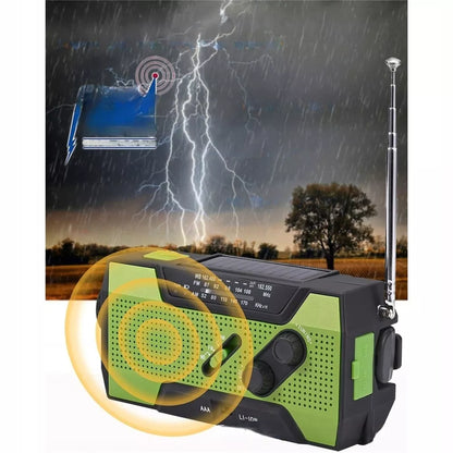 NEŠIOJAMAS RADISTUVAS SAULĖS ENERGIJA KORTELE SIGNALIZACIJA DINAMO AVARINIS ŽIBINTUVĖLIS POWERBANK 3 IN 1
