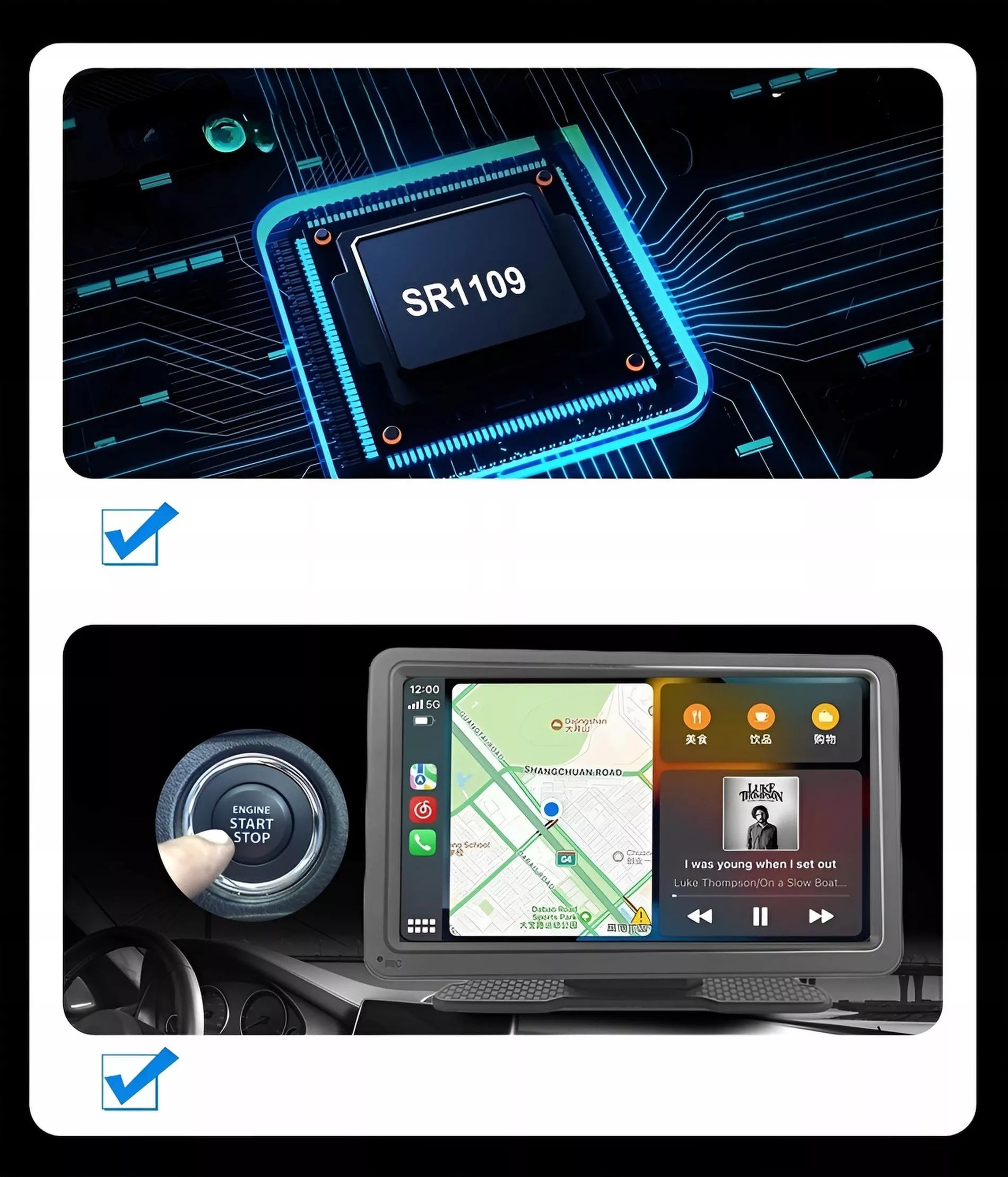 Automobilinis multimedijos grotuvas su CarPlay / Android Auto