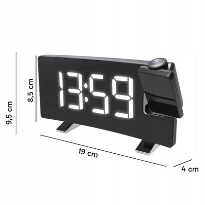 Radijo žadintuvas su projektoriumi, juodas, USB, garsus žadintuvas, LED ekranas