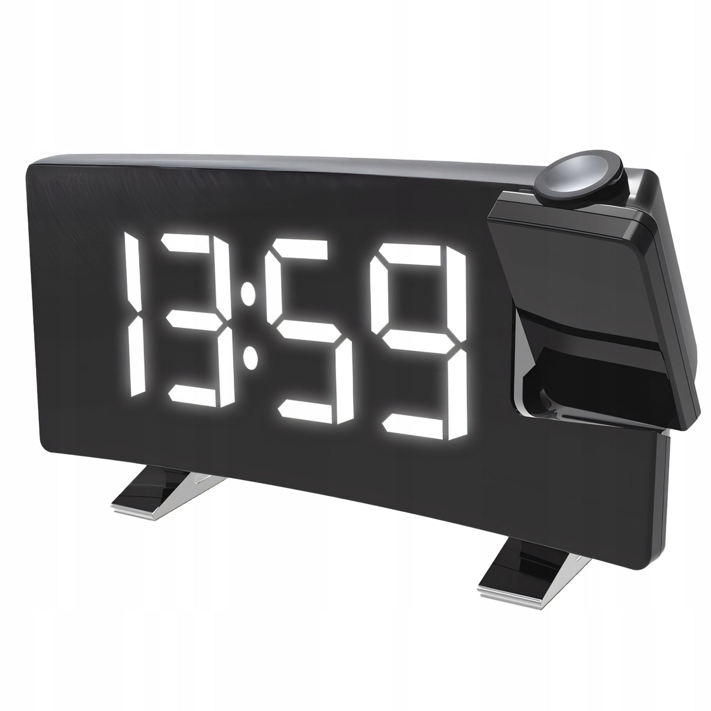 Radijo žadintuvas su projektoriumi, juodas, USB, garsus žadintuvas, LED ekranas