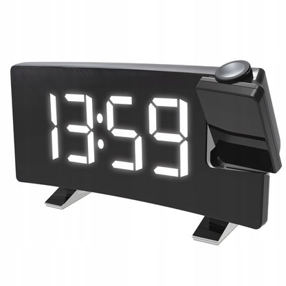 Radijo žadintuvas su projektoriumi, juodas, USB, garsus žadintuvas, LED ekranas