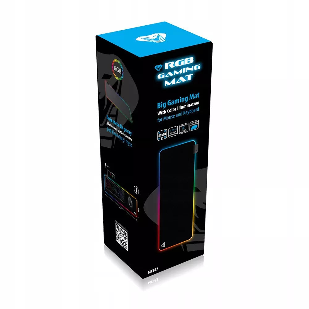 RGB GAMING MAT Didelis žaidėjo kilimėlis su spalvotu RGB apšvietimu