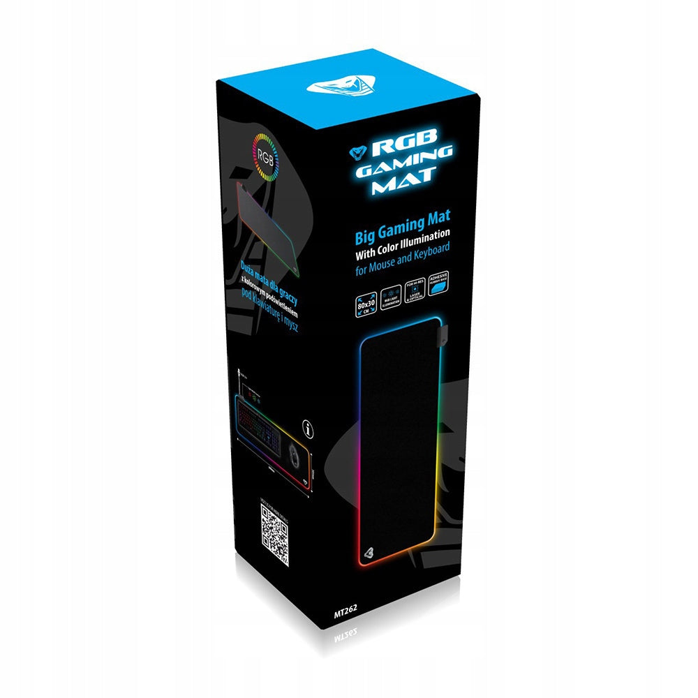 RGB GAMING MAT Didelis žaidėjo kilimėlis su spalvotu RGB apšvietimu