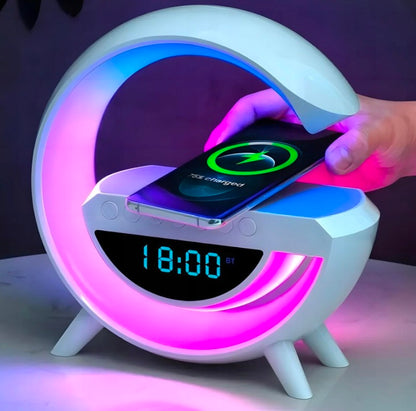 RGB Naktinė Lempa – belaidis Krovimas & Laikrodis