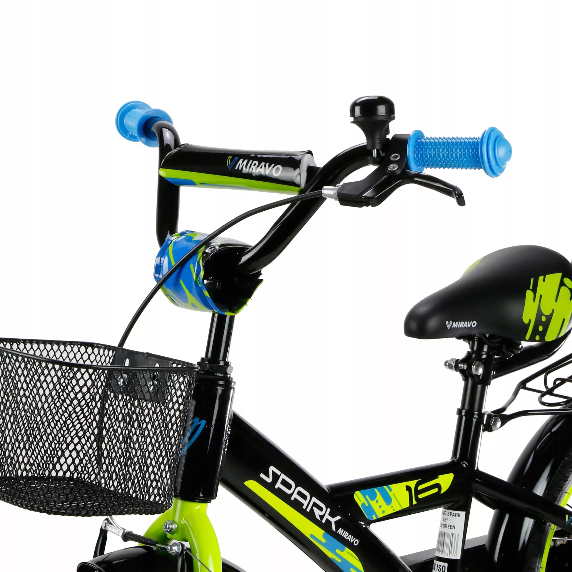 Vaikiškas dviratis 35 cm, su krepšeliu ir stūmimo rankena