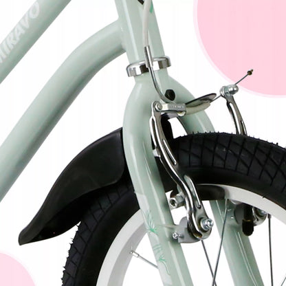 Vaikiškas dviratis mergaitei 40 cm, su krepšeliu ir stūmimo rankena