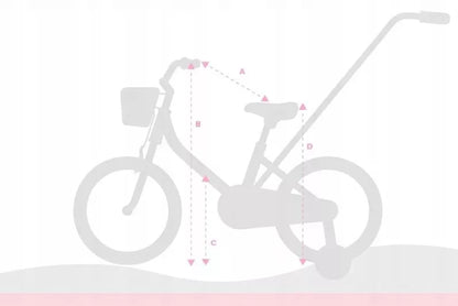 Vaikiškas dviratis mergaitei 40 cm, su krepšeliu ir stūmimo rankena