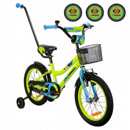 Vaikiškas dviratis Spark 40 cm, su krepšeliu ir stūmimo rankena