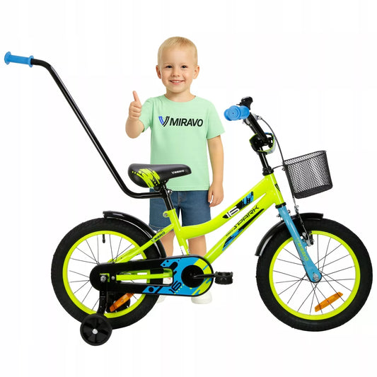 Vaikiškas dviratis Spark 40 cm, su krepšeliu ir stūmimo rankena