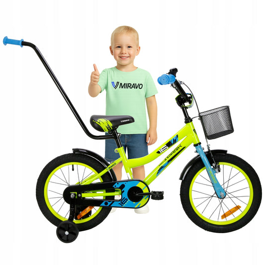 Vaikiškas dviratis Spark 40 cm, su krepšeliu ir stūmimo rankena