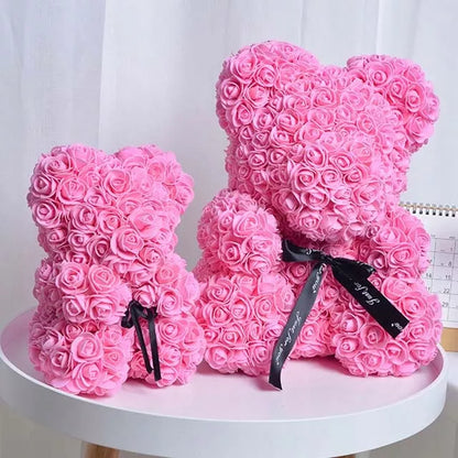 Rožinis meškutis 40 cm + dėžutė