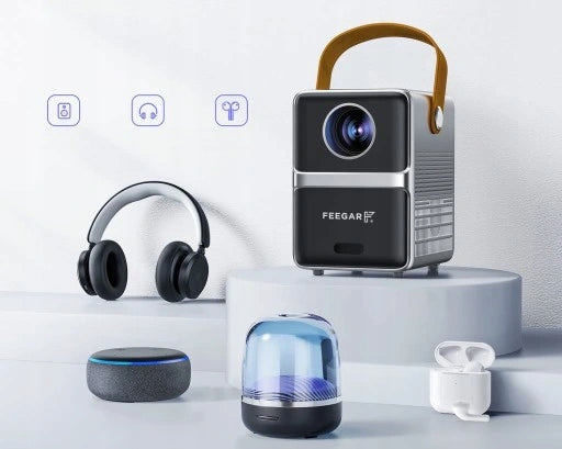 Mini LED Nešiojamas Projektorius TV Feegar SHOW WiFi 5G Bluetooth FOCUS