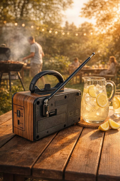 Retro radijas Bluetooth Saulės energijos AM FM USB-C Įkraunamas sodui stovyklavimui