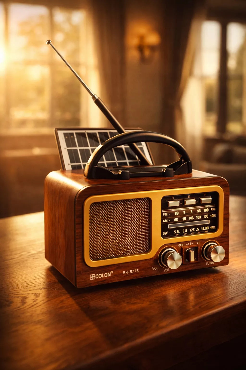 Retro radijas Bluetooth Saulės energijos AM FM USB-C Įkraunamas sodui stovyklavimui