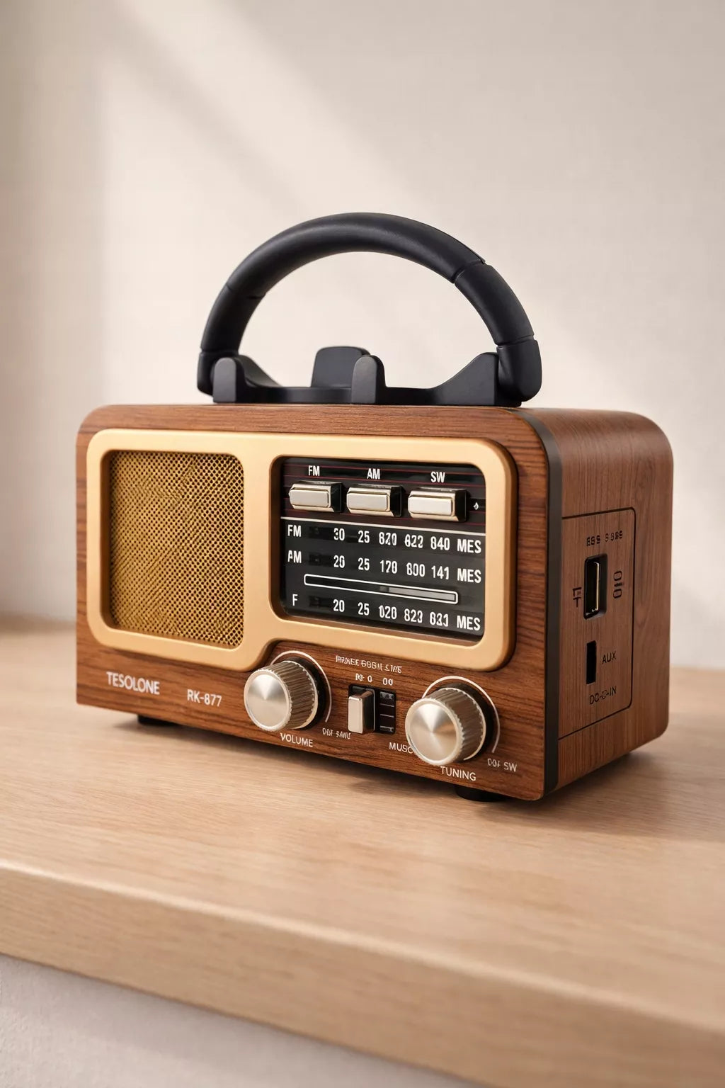 Retro radijas Bluetooth Saulės energijos AM FM USB-C Įkraunamas sodui stovyklavimui