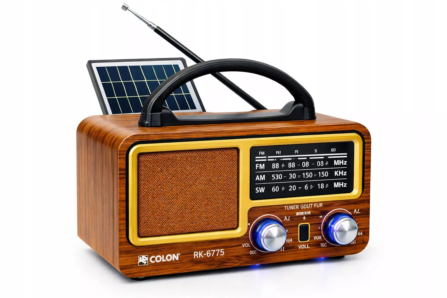 Retro radijas Bluetooth Saulės energijos AM FM USB-C Įkraunamas sodui stovyklavimui