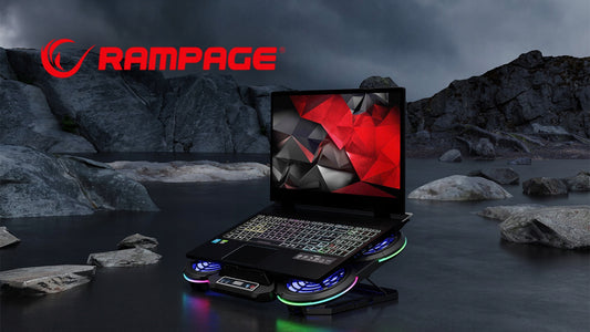 Rampage PROTE R6 Nešiojamojo kompiuterio aušinimo stovas 10-17 colių RGB, reguliuojamas, žaidimų