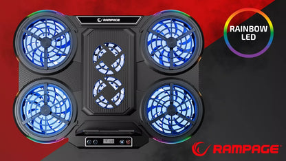Žaidimų aušinimo stovas Rampage PROTE R6 – 10–17", RGB, reguliuojamas