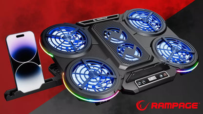 Žaidimų aušinimo stovas Rampage PROTE R6 – 10–17", RGB, reguliuojamas