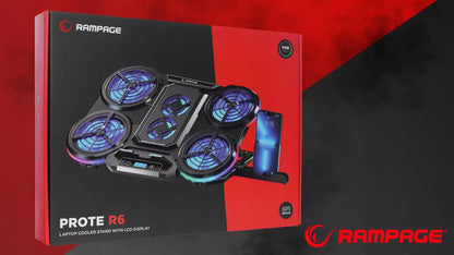 Žaidimų aušinimo stovas Rampage PROTE R6 – 10–17", RGB, reguliuojamas