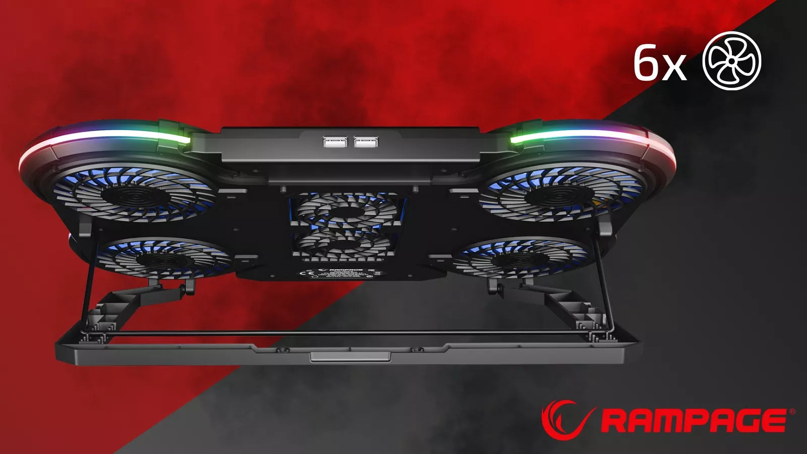 Žaidimų aušinimo stovas Rampage PROTE R6 – 10–17", RGB, reguliuojamas