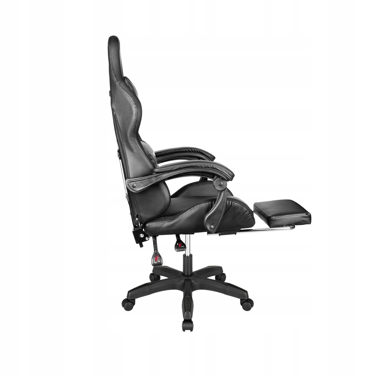 Reguliuojama minkšta kompiuterio ir žaidimų kėdė su LED RGB apšvietimu, kojų atrama ir nuotolinio valdymo pulteliu