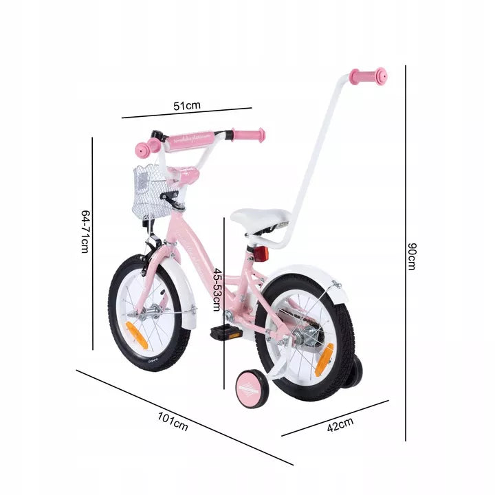 Dviratis TOMABIKE Platinum 14 colių su rankena, krepšeliu, skambučiu ir V-brake stabdžiais 14"