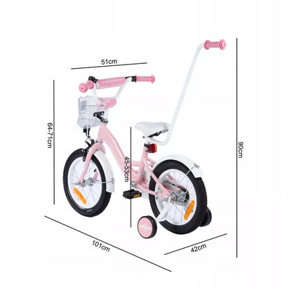Dviratis TOMABIKE Platinum 14 colių su rankena, krepšeliu, skambučiu ir V-brake stabdžiais 14"