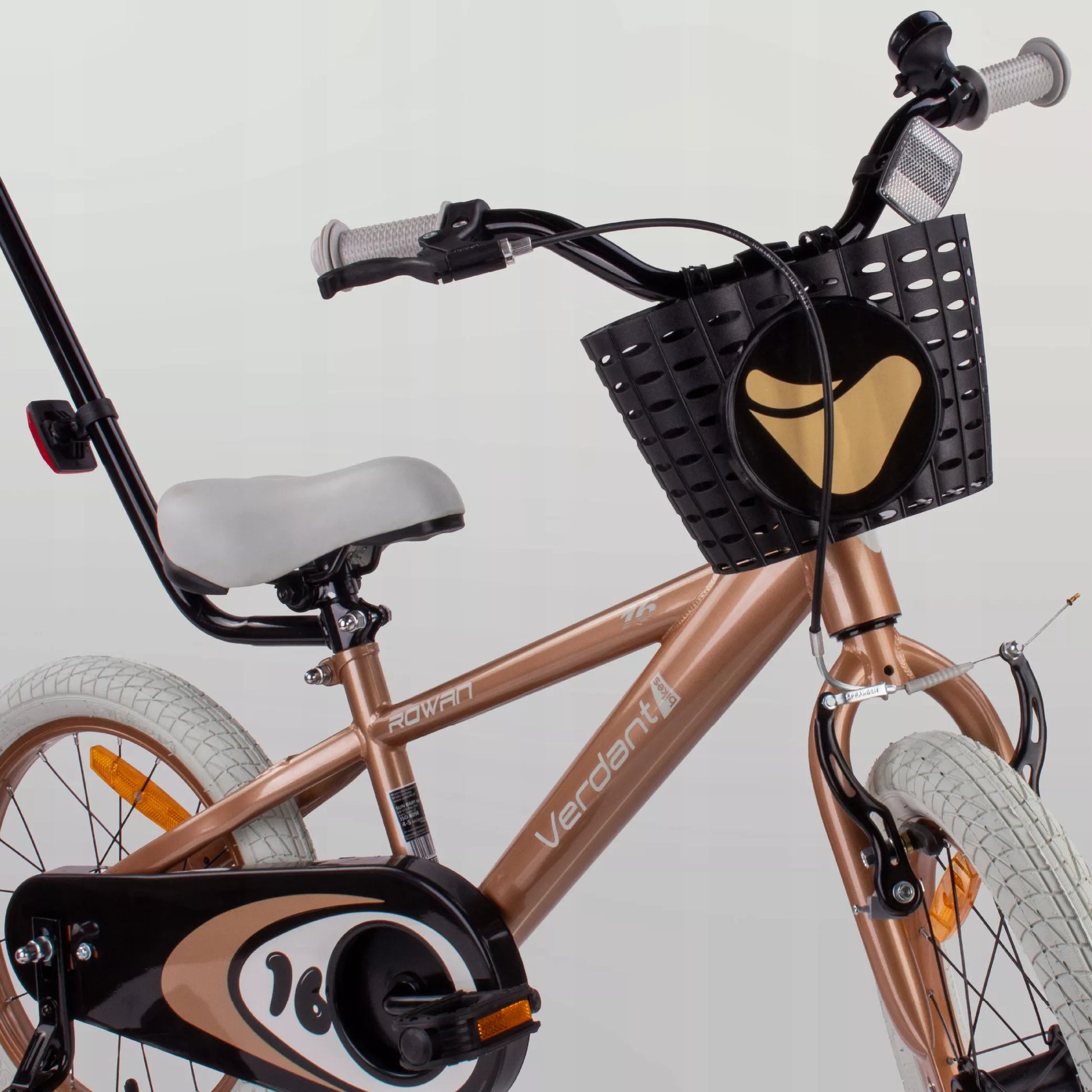 Vaikiškas dviratis 40 cm, su ratukais ir stūmimo rankena