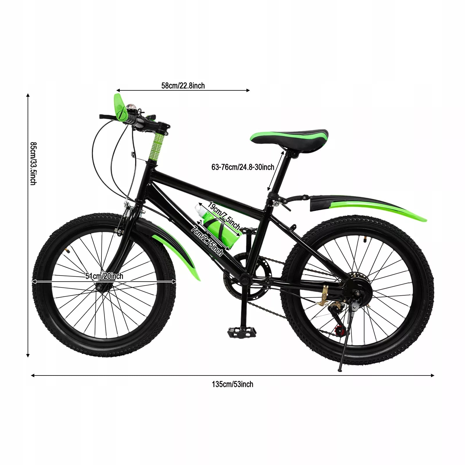 Vaikiškas kalnų dviratis MTB 20" berniukams ir mergaitėms, žalias