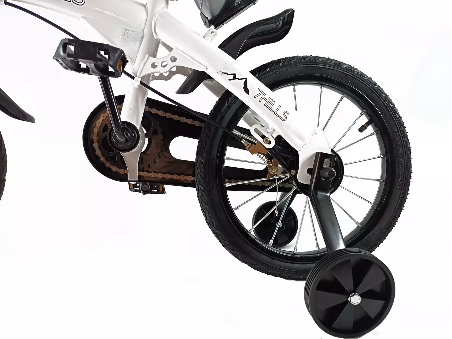 Vaikiškas dviratis 7Hills 45 cm, baltas + gertuvė, pompa ir skambutis