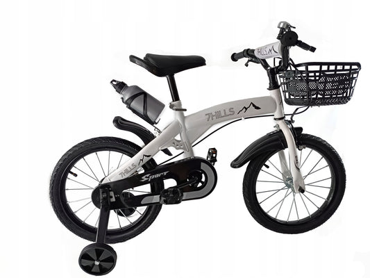 Vaikiškas dviratis 7Hills 45 cm, baltas + gertuvė, pompa ir skambutis