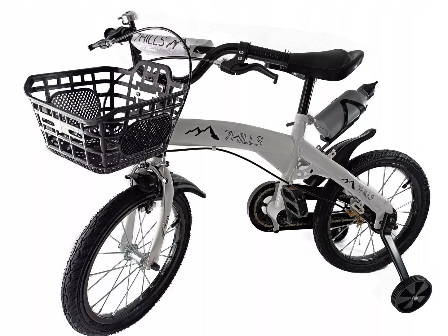 Vaikiškas dviratis 7Hills 45 cm, baltas + gertuvė, pompa ir skambutis