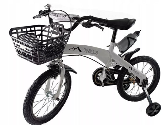 Vaikiškas dviratis 7Hills 45 cm, baltas + gertuvė, pompa ir skambutis
