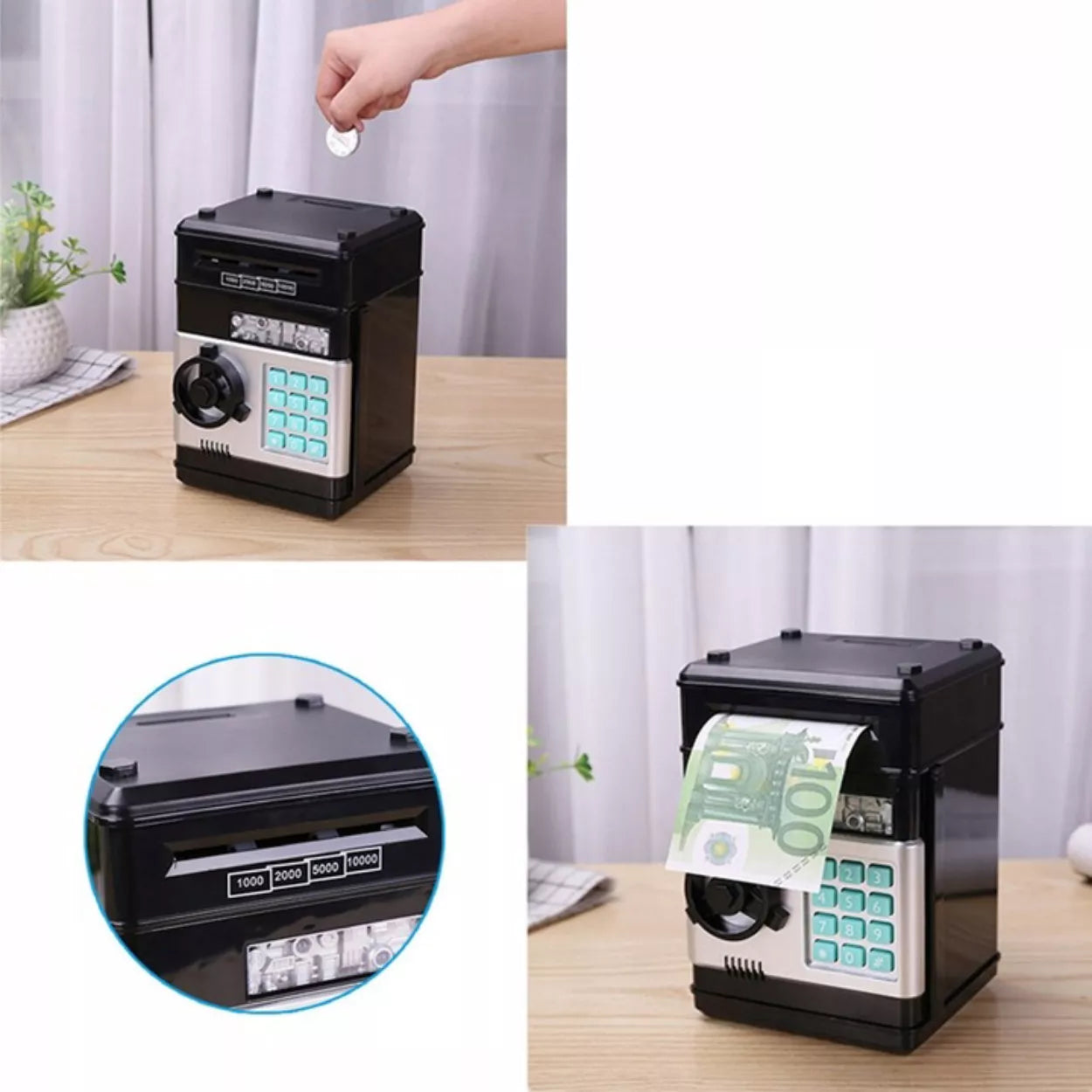 SEJF KASA BANKOMAT Monetoms, Banknotams + PIN KODO PRIEIGA