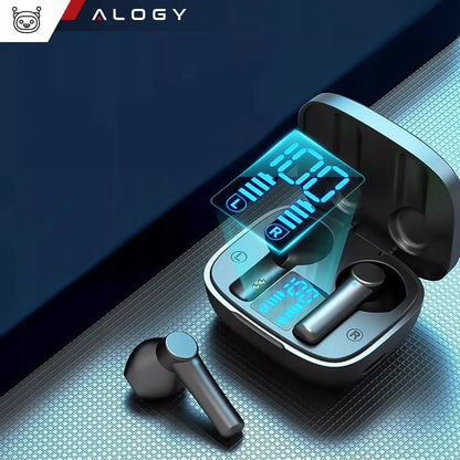 Belaidės ausinės Alogy TWS APTX sportinės Bluetooth 5.0 su įkrovimo dėkle