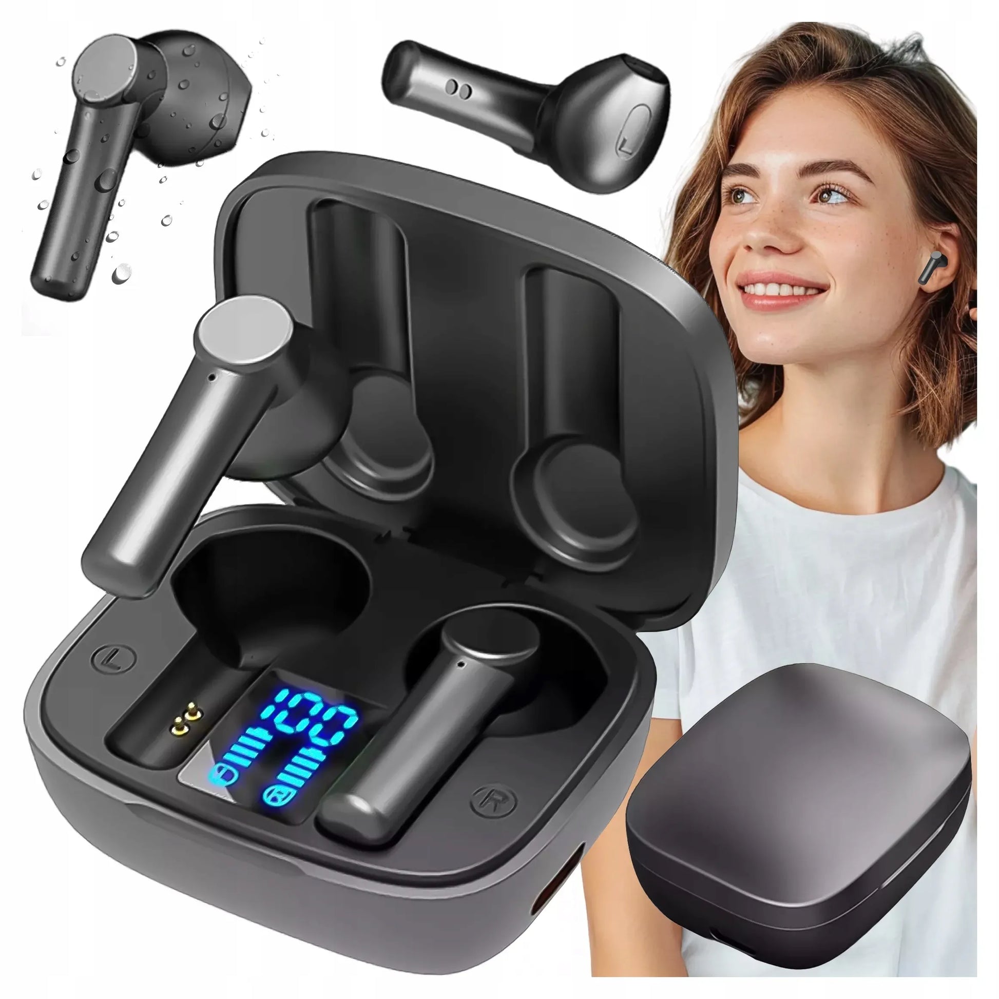 Belaidės ausinės Alogy TWS APTX sportinės Bluetooth 5.0 su įkrovimo dėkle