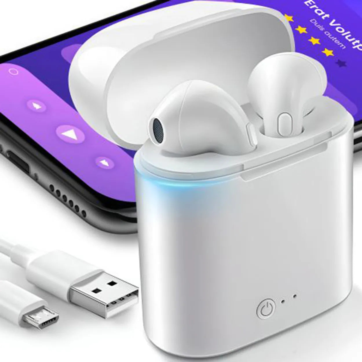 Belaidės ausinės RETOO i7s TWS su powerbanku