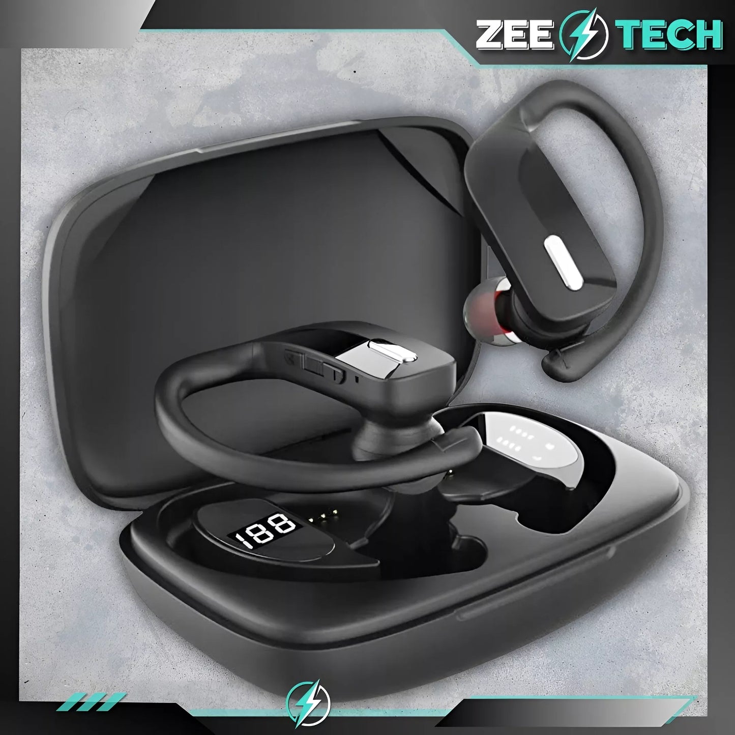 Belaidės ausinės su mikrofonu, „Bluetooth“, sportinės, žaidimų