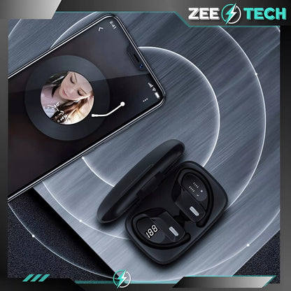 Belaidės ausinės su mikrofonu, „Bluetooth“, sportinės, žaidimų