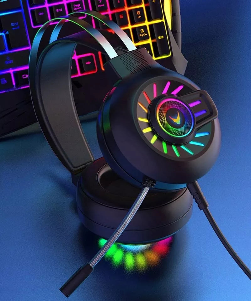 LED žaidimų ausinės su mikrofonu, XBOX, PS4, PS5, PC