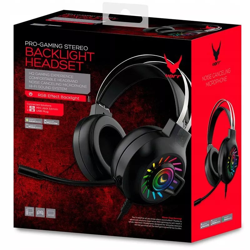 LED žaidimų ausinės su mikrofonu, XBOX, PS4, PS5, PC