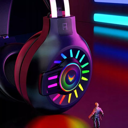 LED žaidimų ausinės su mikrofonu, XBOX, PS4, PS5, PC