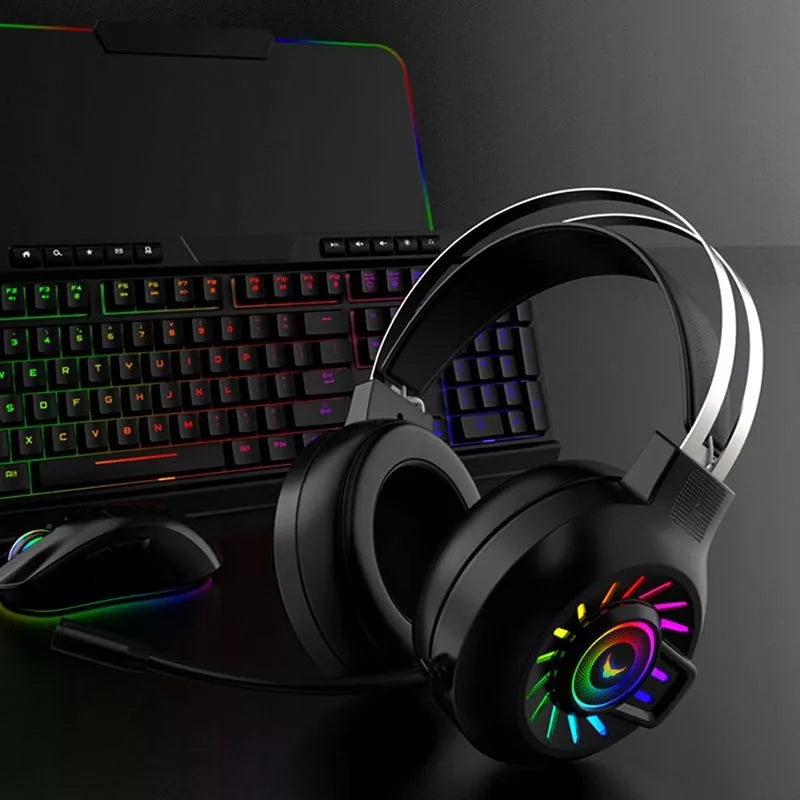 LED žaidimų ausinės su mikrofonu, XBOX, PS4, PS5, PC